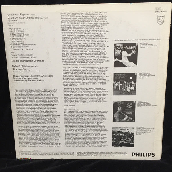 Sir Edward Elgar / Richard Strauss - London Philharmonic Orchestra / Concertgebouworkest, Bernard Haitink : Enigma Variations / Don Juan (LP)