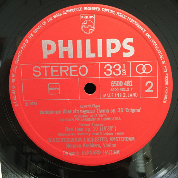 Sir Edward Elgar / Richard Strauss - London Philharmonic Orchestra / Concertgebouworkest, Bernard Haitink : Enigma Variations / Don Juan (LP)
