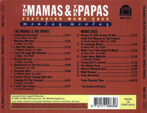 The Mamas & The Papas Featuring Cass Elliot : Monday Monday (CD, Comp)
