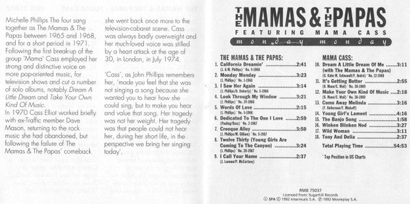 The Mamas & The Papas Featuring Cass Elliot : Monday Monday (CD, Comp)