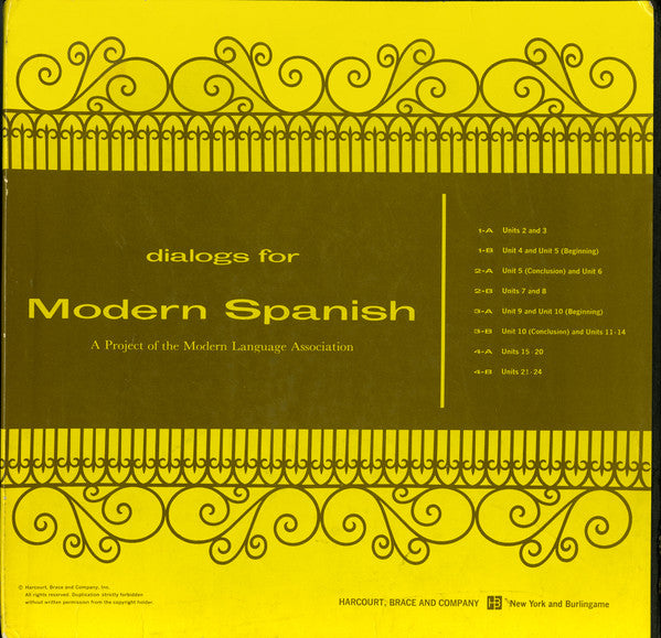 Modern Language Association : Dialogs For Modern Spanish (4xLP + Box)