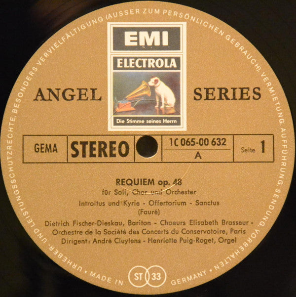 Gabriel Fauré - André Cluytens, Orchestre De La Société Des Concerts Du Conservatoire, Victoria De Los Angeles, Dietrich Fischer-Dieskau : Requiem (LP, RE)
