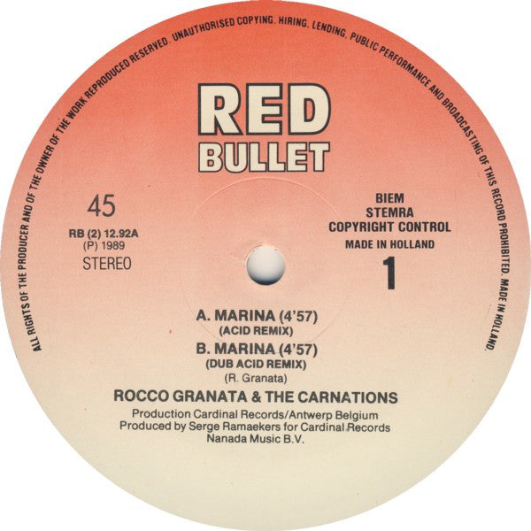 Rocco & The Carnations* : Marina (Remix Acid & Reggae) (12", Maxi)