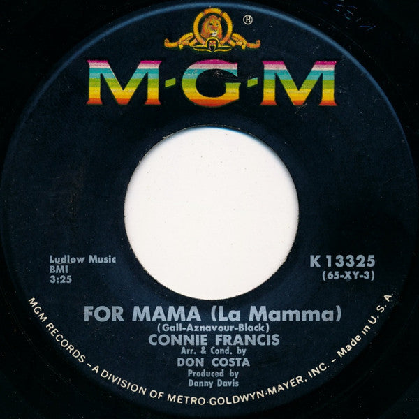 Connie Francis : For Mama (La Mamma) / She'll Be Comin' 'Round The Mountain (7")