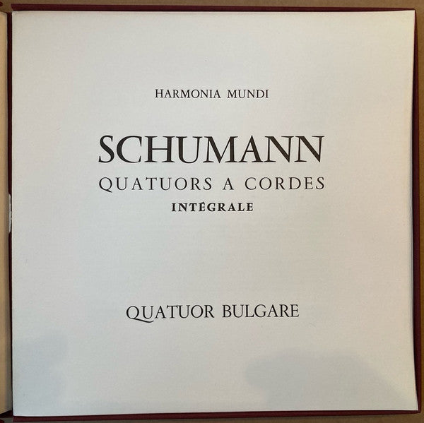 Robert Schumann - The Dimov Bulgarian State Quartet : Quatuors À Cordes - Intégrale (2xLP + Box)