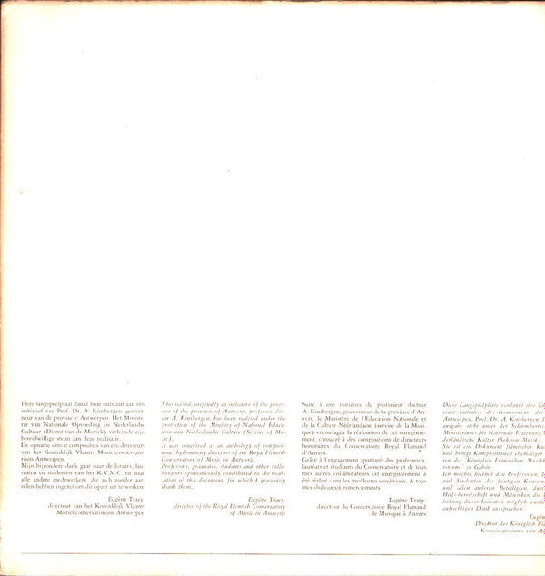 Jef Van Hoof, Peter Benoit, Jan Blockx, Lodewijk Mortelmans, Flor Peeters, Flor Alpaerts, Emile Wambach, Lodewijk de Vocht : Ere-Directeurs van Het Koninklijk Vlaams Muziekconservatorium van Antwerpen (LP, Album)