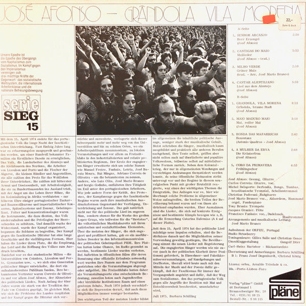 José Afonso : Grândola, Vila Morena (LP, Album, RE)