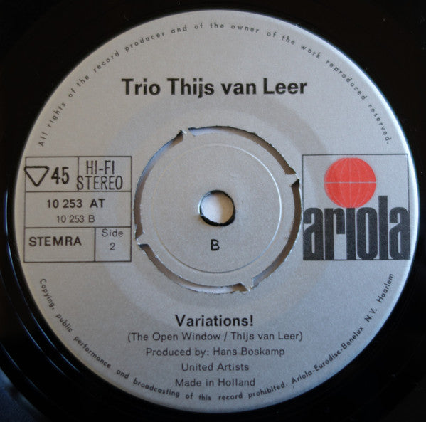 Trio Thijs Van Leer : Oh! Calcutta (7", Single)