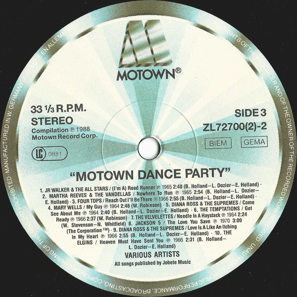 Various : Motown Dance Party (2xLP, Comp)