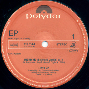 Level 42 : Micro-Kid (12", EP, Maxi, RE)