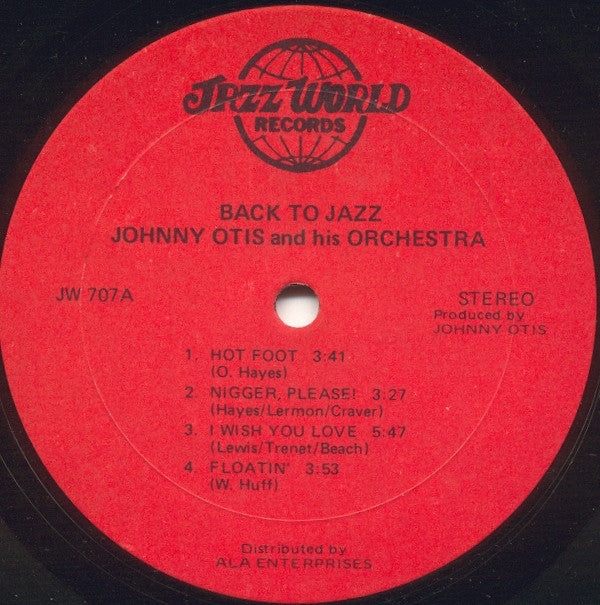Johnny Otis And His Orchestra : Back To Jazz (LP, Album)