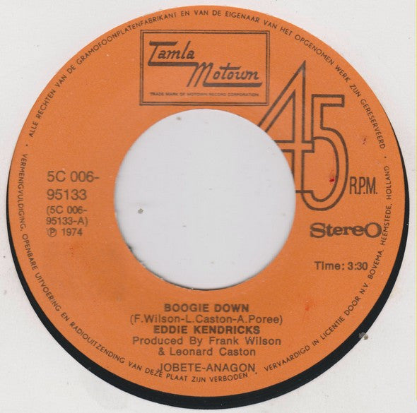 Eddie Kendricks : Boogie Down (7", Single)