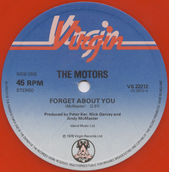 The Motors : Forget About You (12", Single, Red)