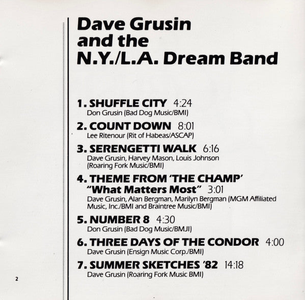 Dave Grusin And The NY-LA Dream Band : Dave Grusin And The NY-LA Dream Band   (CD, Album, Dig)