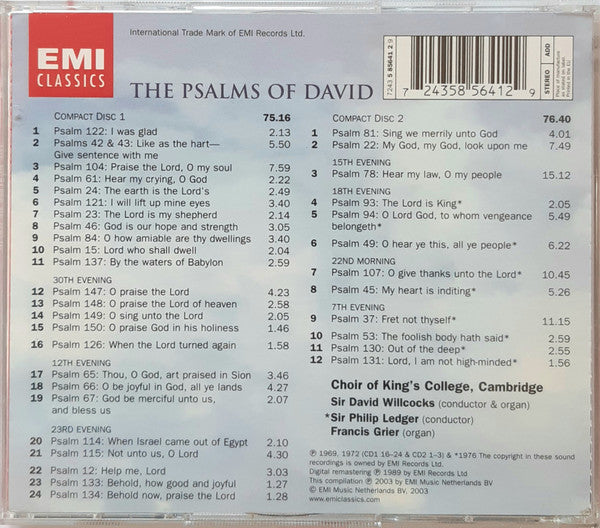 The King's College Choir Of Cambridge, David Willcocks, Philip Ledger : The Psalms Of David (2xCD, Comp, RM)