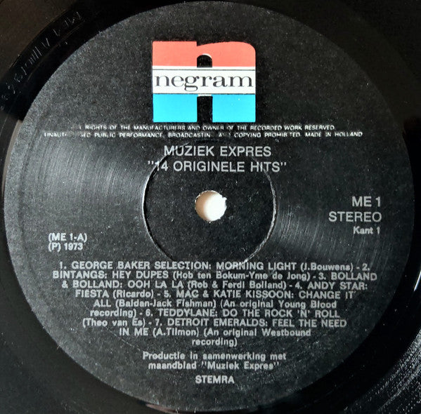 Various : Muziek Expres "14 Originele Hits!" (LP, Comp)