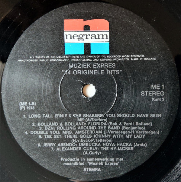 Various : Muziek Expres "14 Originele Hits!" (LP, Comp)