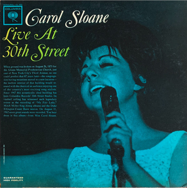 Carol Sloane : Live At 30th Street (LP, Album, Mono)