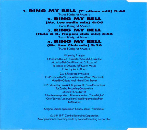 DJ Jazzy Jeff & The Fresh Prince : Ring My Bell (CD, Maxi)
