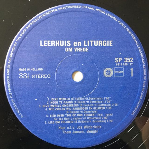 Huub Oosterhuis, Bernard Huijbers, Tom Löwenthal : Om Vrede (LP, Album)