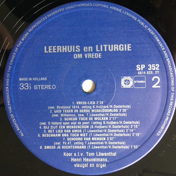 Huub Oosterhuis, Bernard Huijbers, Tom Löwenthal : Om Vrede (LP, Album)