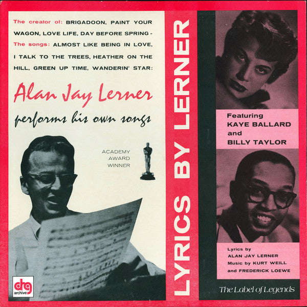 Kaye Ballard, Billy Taylor, Alan Jay Lerner : Lyrics By Lerner (LP, Mono)