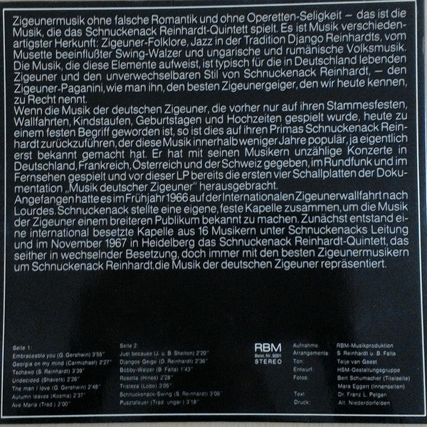 Schnuckenack Reinhardt Quintett : Musik Deutscher Zigeuner (LP, Album, Gat)