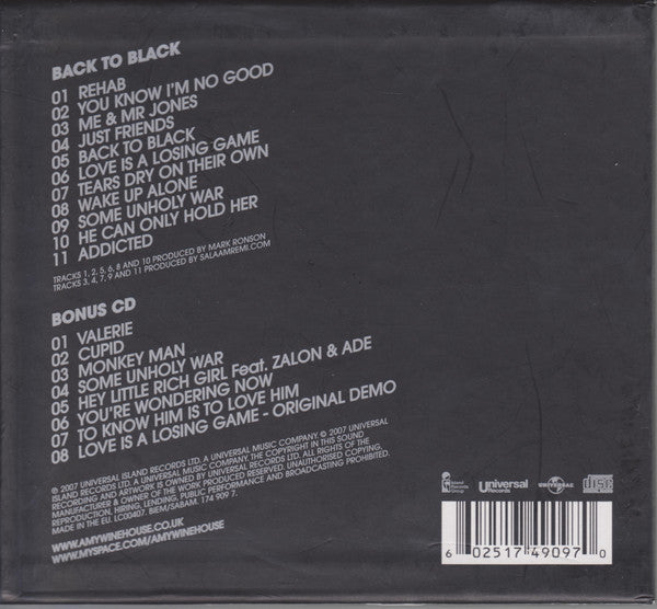 Amy Winehouse : Back To Black (CD, Album + CD, Bon + Dlx, Dig)