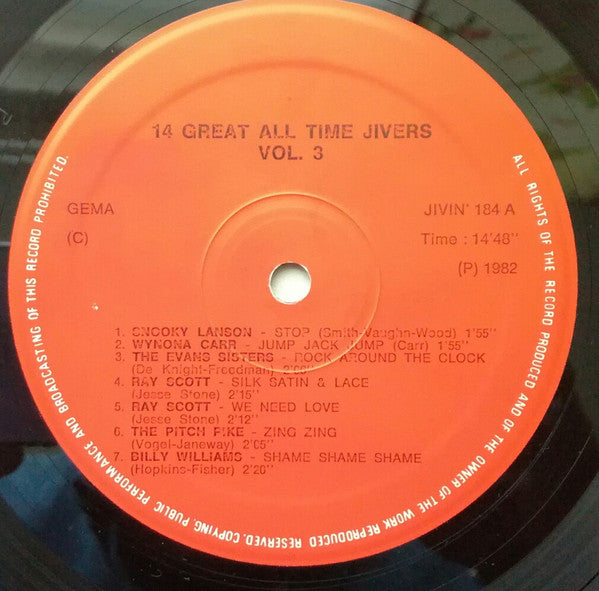 Various : 14 Great All-Time Jivers Vol 3 (LP, Comp)