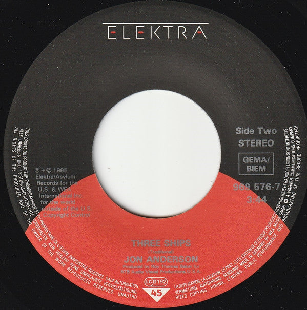 Jon Anderson : Easier Said Than Done / Three Ships (7", Single)