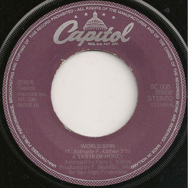 A Taste Of Honey : Boogie Oogie Oogie (7", Single)