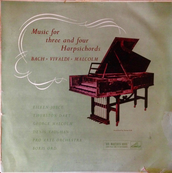Johann Sebastian Bach • Antonio Vivaldi - George Malcolm : Music For Three And Four Harpsichords (LP, Album, Mono)