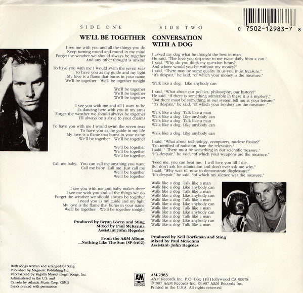 Sting : We'll Be Together (7", Single, Styrene, Car)