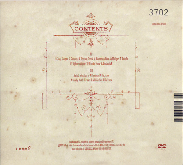 A Hawk And A Hacksaw And The Hun Hangár Ensemble : A Hawk And A Hacksaw And The Hun Hangár Ensemble EP (CD, EP + DVD, NTSC, Reg + Ltd, Num)