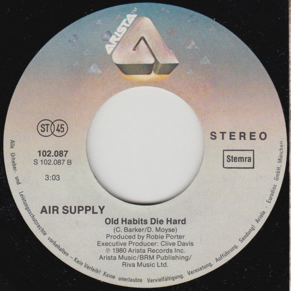 Air Supply : All Out Of Love (7", Single)