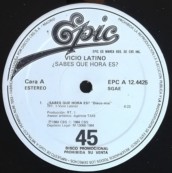 Vicio Latino : ¿Sabes Que Hora Es? (12", Maxi, Promo)