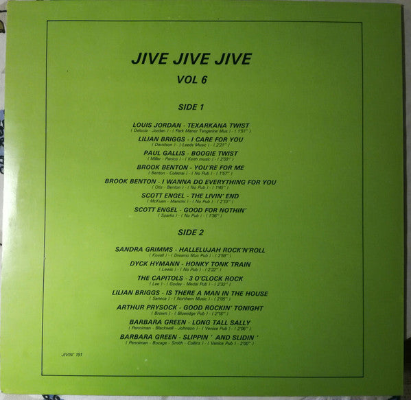 Various : Jive ! Jive ! Jive ! Vol. 6 (LP, Comp)