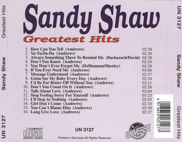 Sandie Shaw : Greatest Hits (CD, Comp)