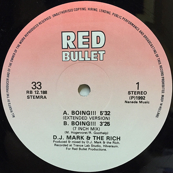 DJ Mark + The Rich : Boing!!! (12")