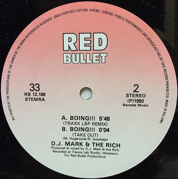 DJ Mark + The Rich : Boing!!! (12")