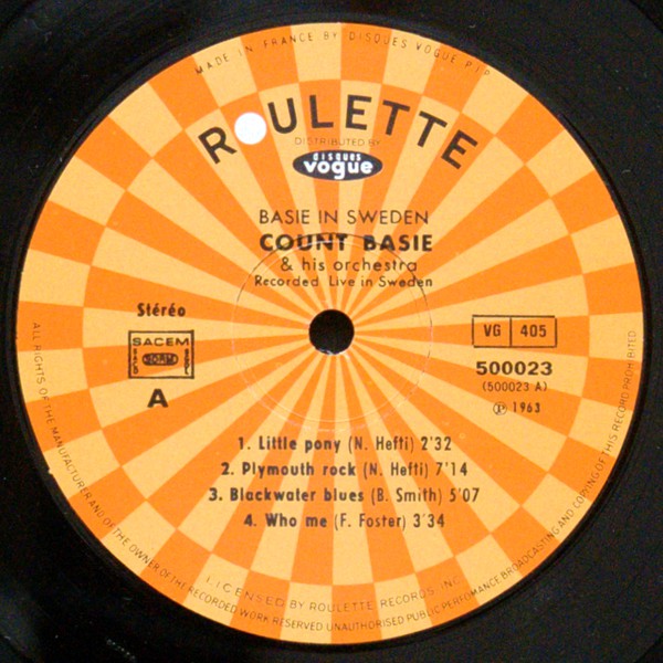 Count Basie Orchestra Featuring Louis Bellson : Basie In Sweden (LP, Album, RE)