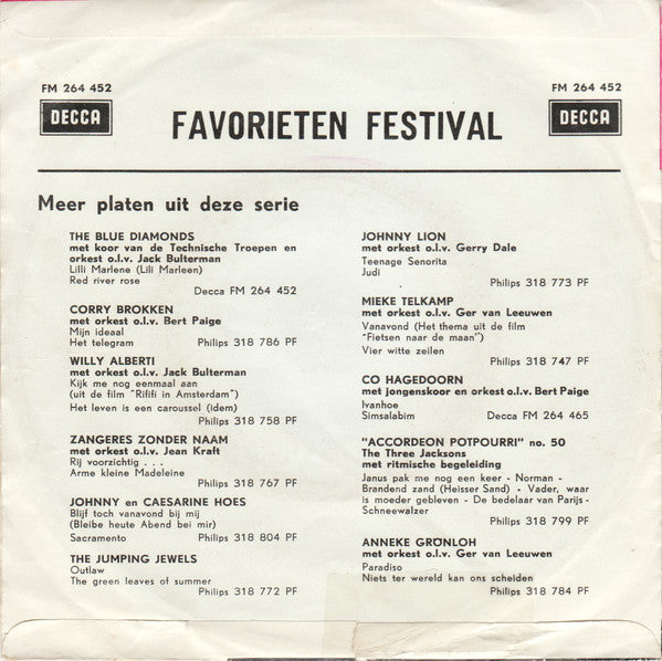 The Blue Diamonds Met Soldatenkoor Van De Technische Troepen : Lilli Marlene / Red River Rose (7", Single)