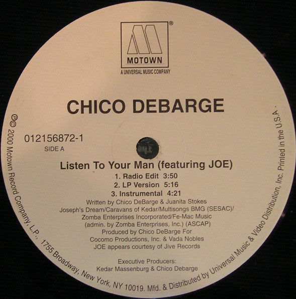 Chico DeBarge Featuring Joe : Listen To Your Man (12")