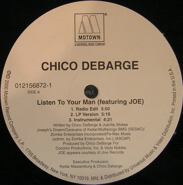 Chico DeBarge Featuring Joe : Listen To Your Man (12")