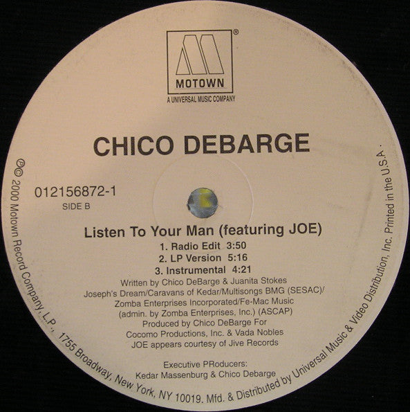 Chico DeBarge Featuring Joe : Listen To Your Man (12")