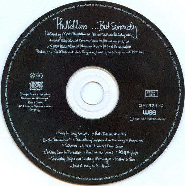Phil Collins : ...But Seriously (CD, Album)