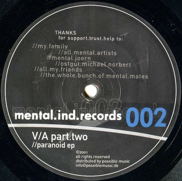 Various : V/A Part.two //paranoid EP (12", EP)