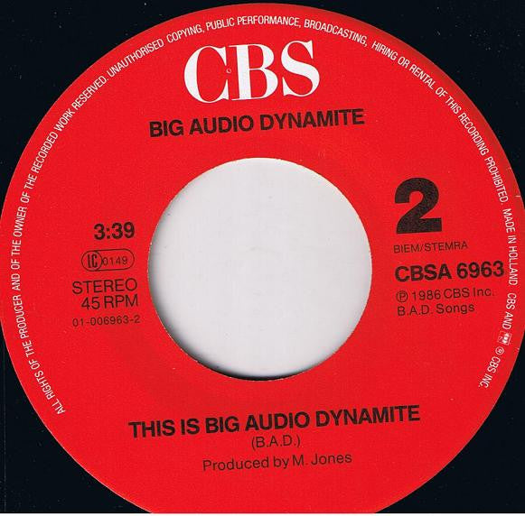Big Audio Dynamite : E = MC² (7", Single)