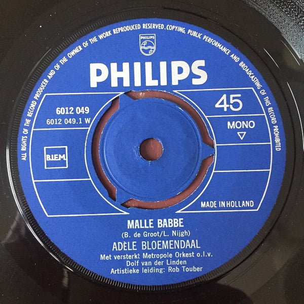Adèle Bloemendaal : Malle Babbe  (7", Single, Mono, 3-P)