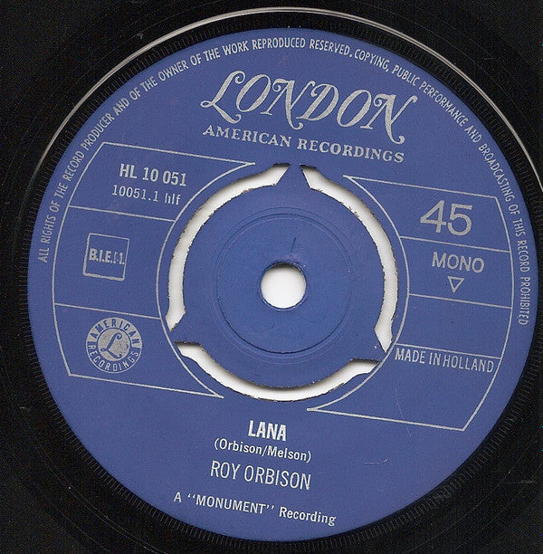 Roy Orbison : Lana / House Without Windows (7", Single, Mono)